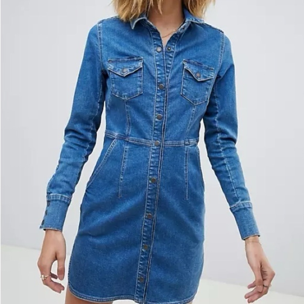 Free People Dynamite Denim Shirt Dress size XS — modified